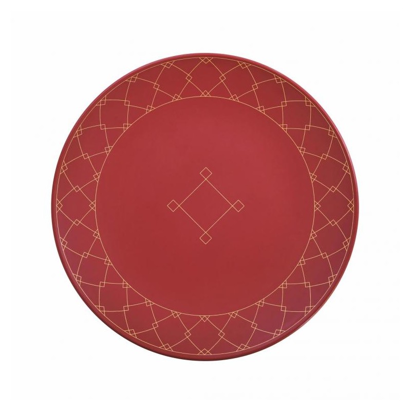 assiette plate rouge décorée