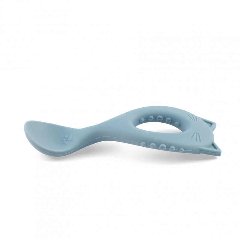 cuillère bébé en silicone bleu