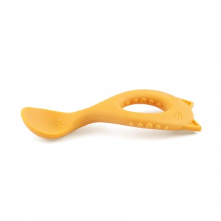 cuillère bébé en silicone jaune