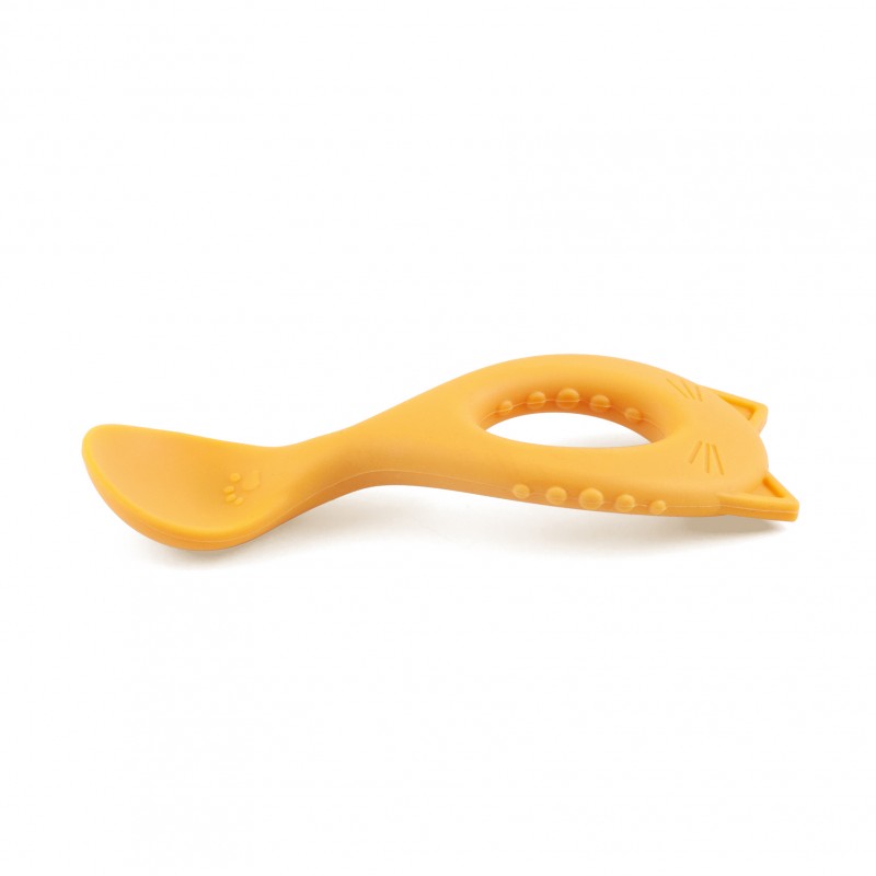 cuillère bébé en silicone jaune