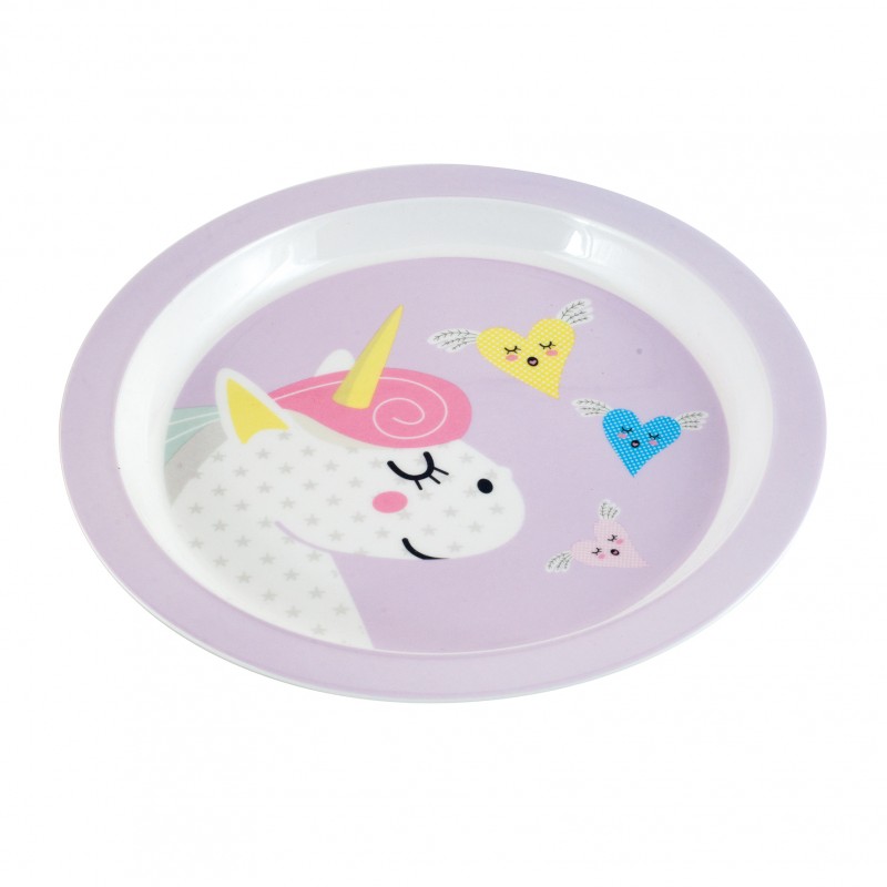 Assiette plate bébé décor licorne