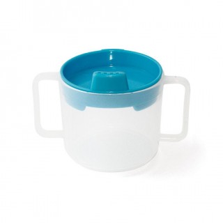 tasse à anses pour bébé avec couvercle bleu