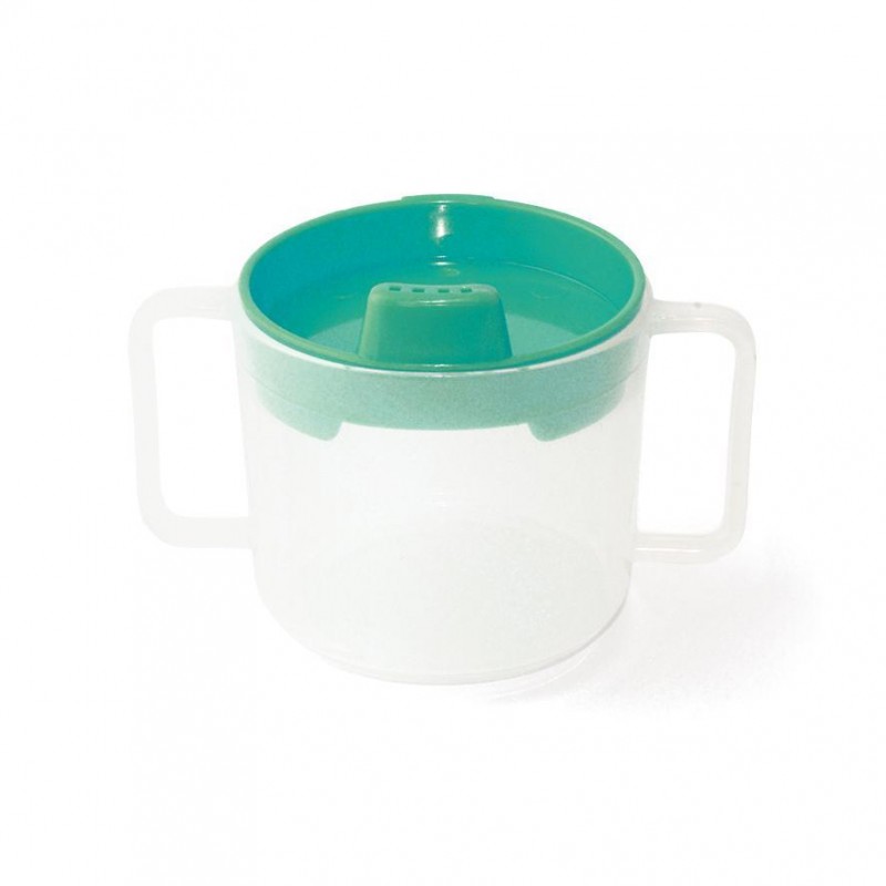 tasse à anses pour bébé avec couvercle vert