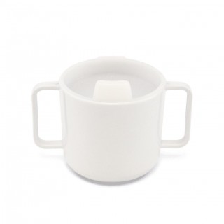 tasse à anses pour bébé avec couvercle blanc