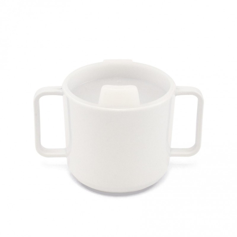 tasse à anses pour bébé avec couvercle blanc