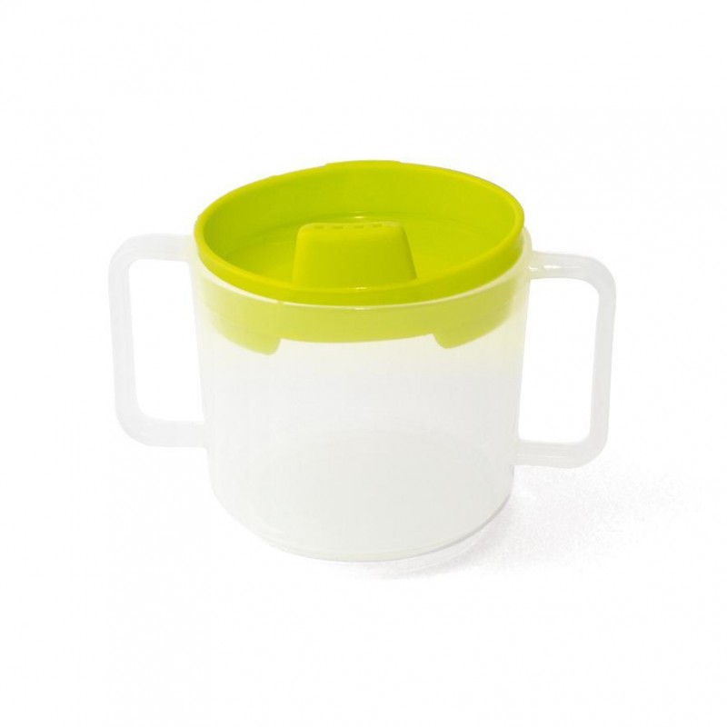 tasse à anses pour bébé avec couvercle jaune