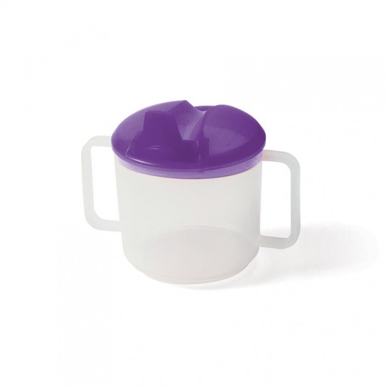 tasse à anses pour bébé avec couvercle et bec repliable violet