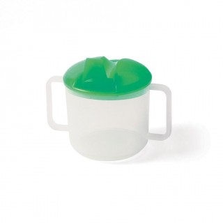 tasse à anses pour bébé avec couvercle et bec repliable vert