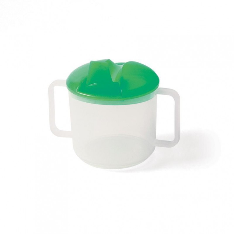 tasse à anses pour bébé avec couvercle et bec repliable vert