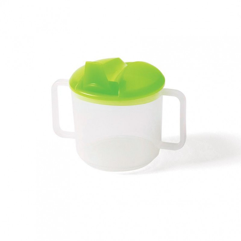 tasse à anses pour bébé avec couvercle et bec repliable jaune