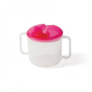 tasse à anses pour bébé avec couvercle et bec repliable rouge