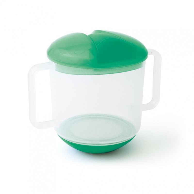 tasse à anse avec couvercle et bec repliable vert