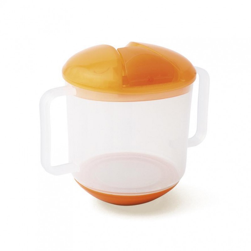 tasse à anse avec couvercle et bec repliable orange