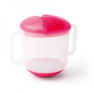 tasse à anse avec couvercle et bec repliable rouge