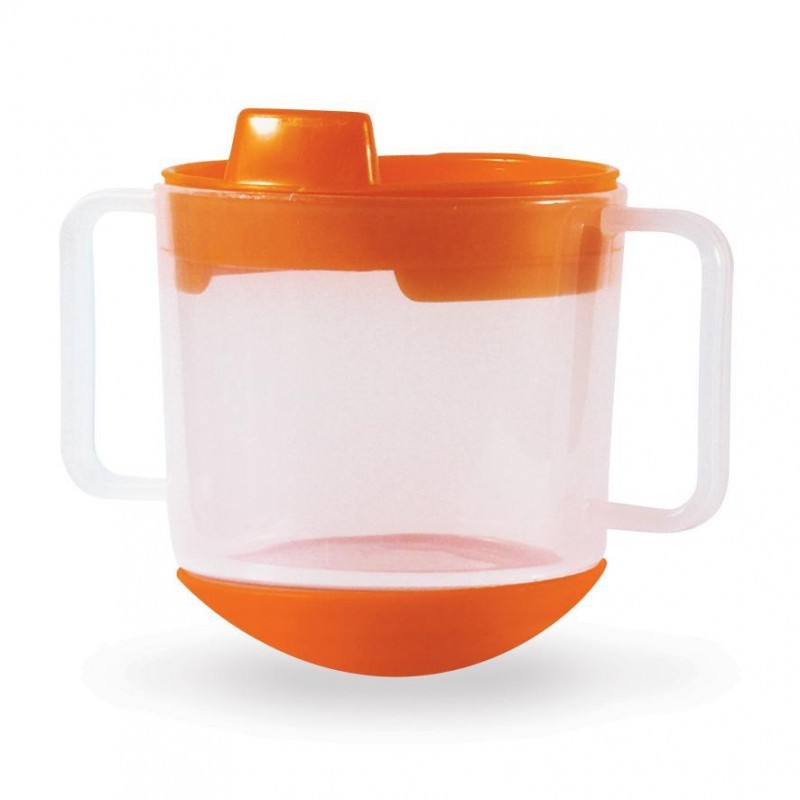 tasse à anses avec couvercle et bec fixe orange