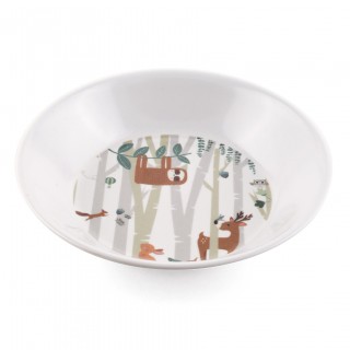 Assiette à bouillie en mélamine décor animaux forêt