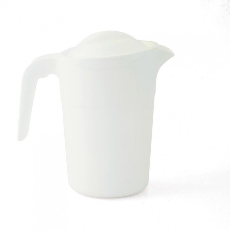 Pichet blanc 1L avec bec verseur et couvercle made in France