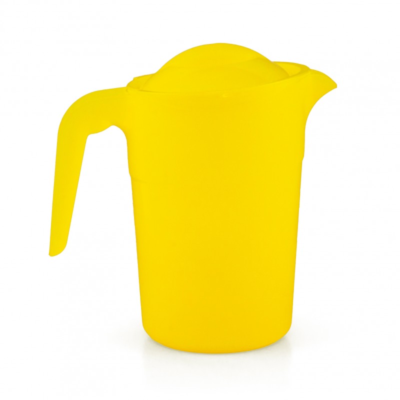 Pichet jaune 1L avec bec verseur et couvercle made in France